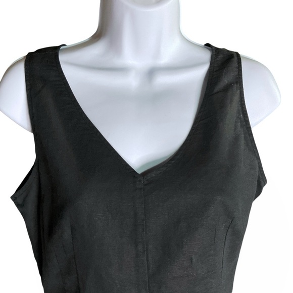 J Crew Factory Peplum Top Sz 4 Linen Blend Sleeveless Black Coastal Resortwear - Picture 4 of 9